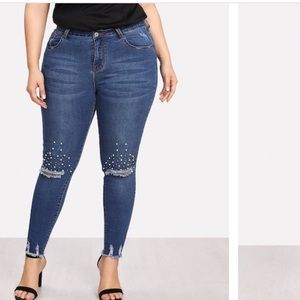 SheIn Pearl Studded Jeans